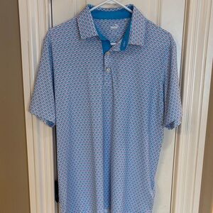 Puma Men's Blue and White Polo Shirt